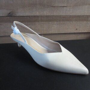 BANANA REPUBLIC Vegan Leather Slingback Kitten Heel Sandal - BONE - US 10